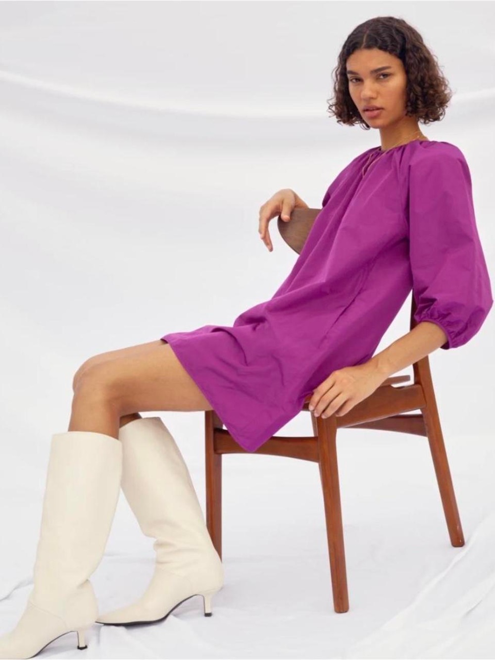 Aritzia Wilfred Cava Taffeta Trapeze Dress Fuchsia Size Md